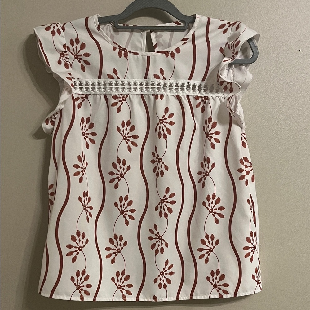 Floral top maroon/white